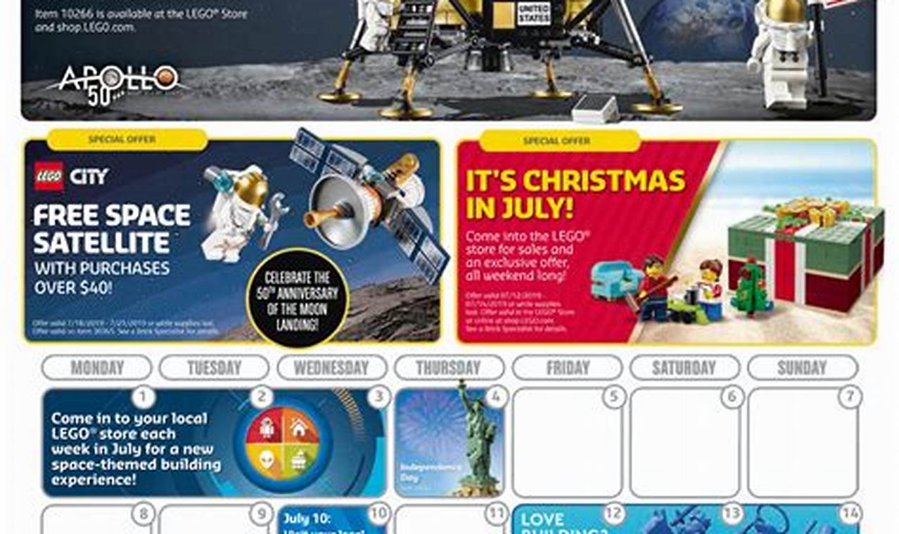 July Lego Calendar 2024 Printable