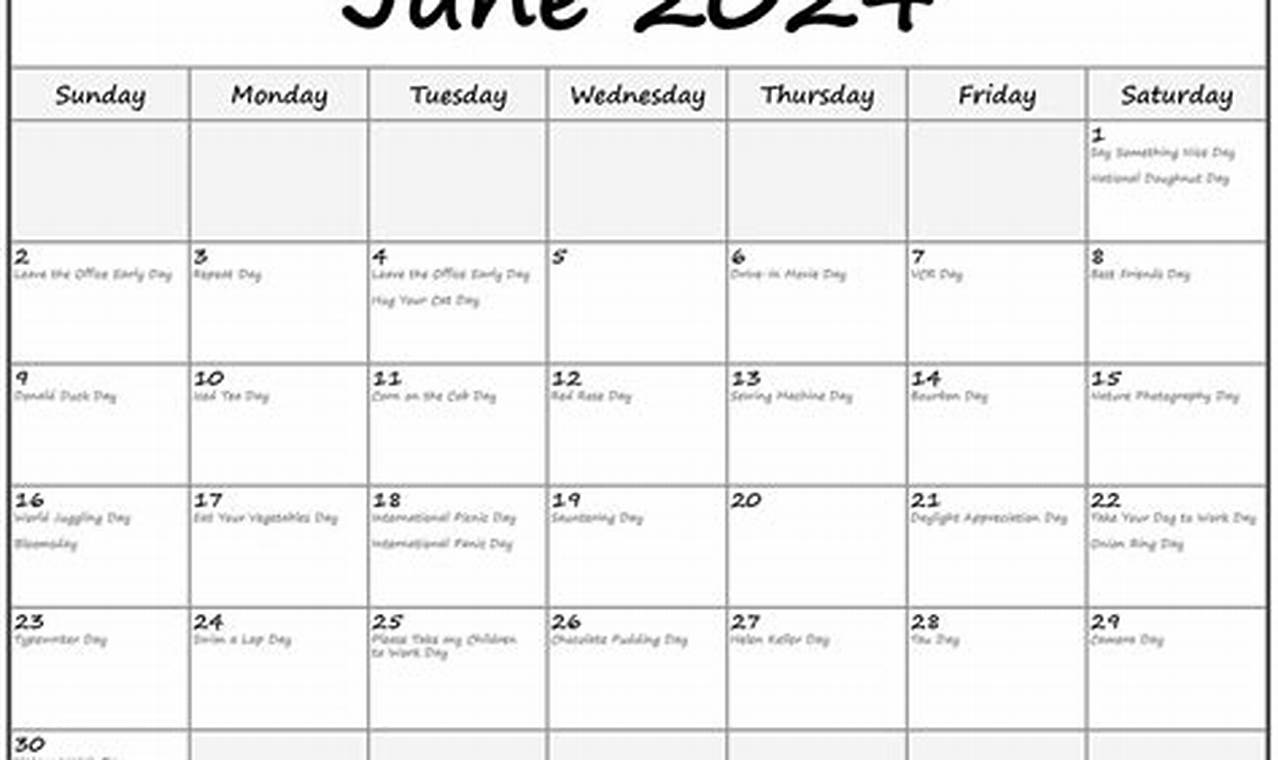 June 2024 Calendar With Holidays