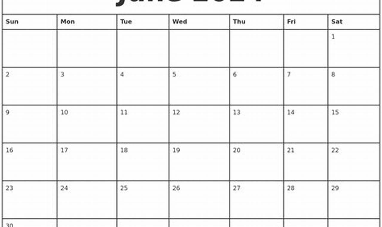 June 2024 Monthly Calendar Printable