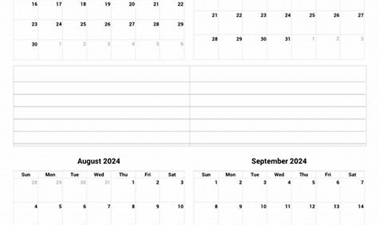 June To September 2024 Calendar
