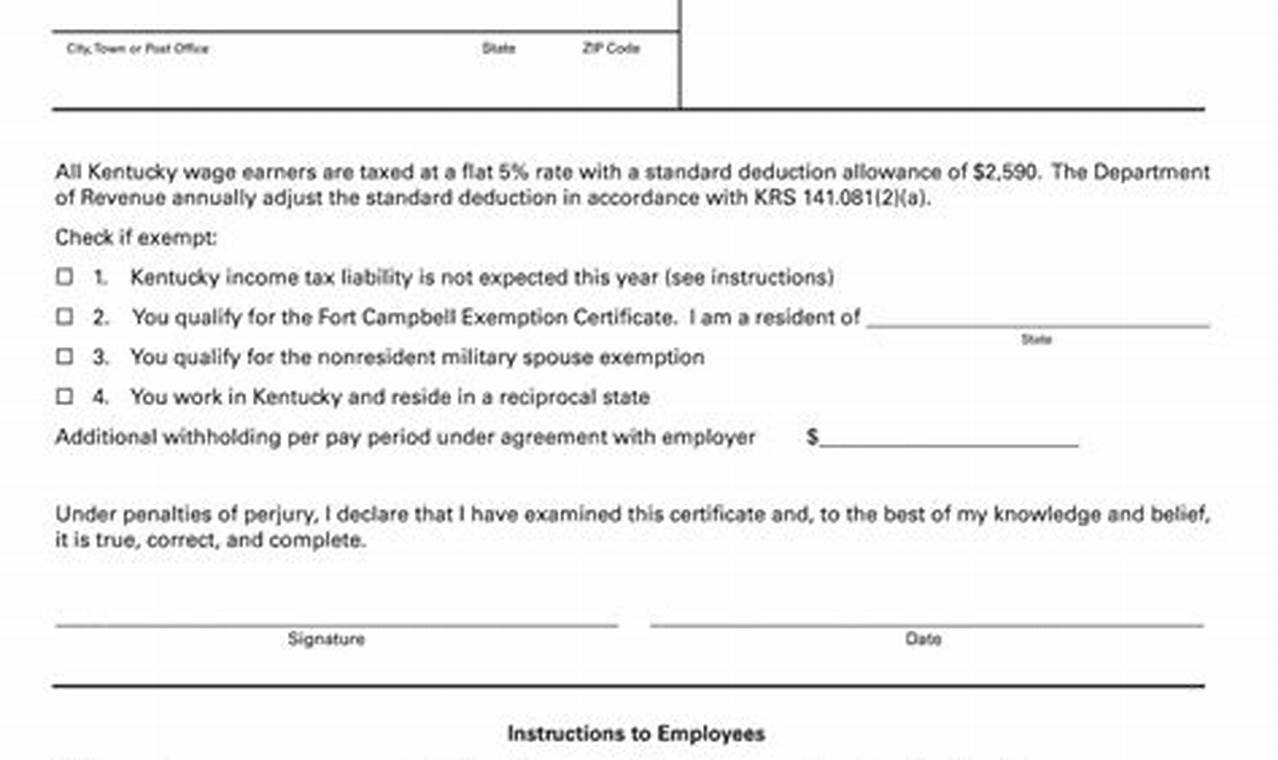 K-4 Kentucky Withholding Form 2024