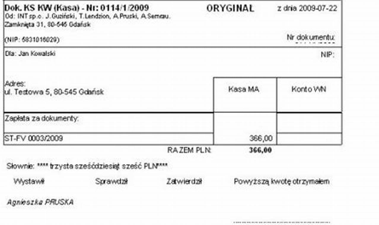 Kasjerka Nie Oddala Calego Utargu I Schowala Dokument Kasowy