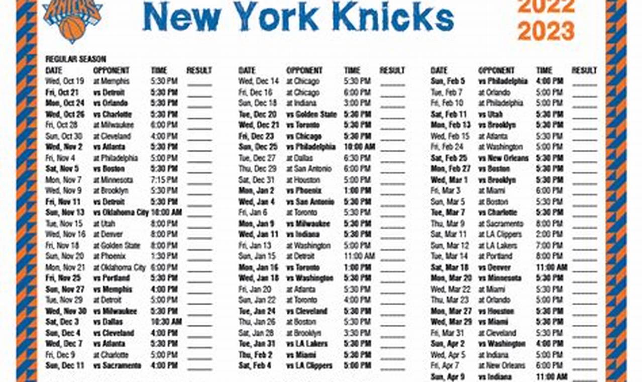 Knicks Promotional Schedule 2024-2024