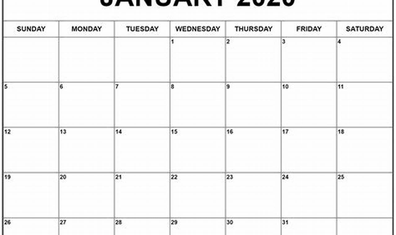Large Box Monthly Calendar Template