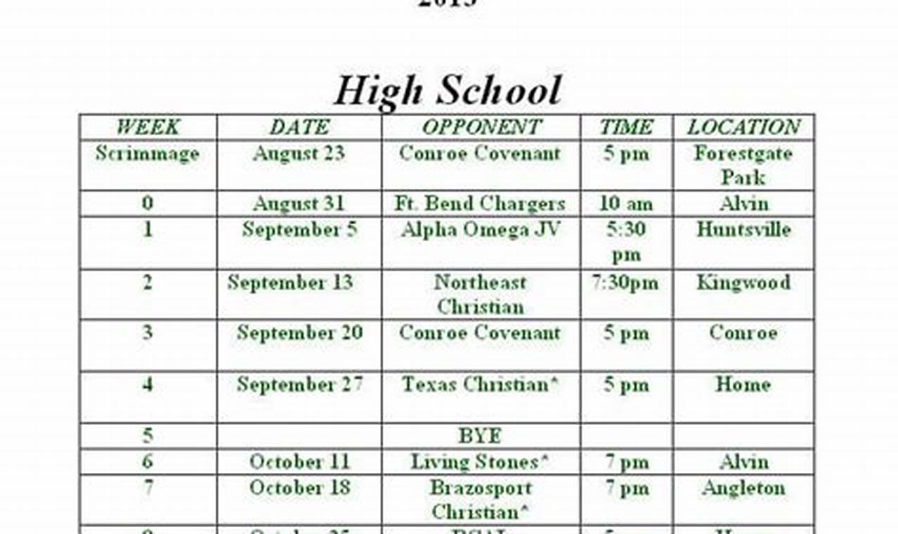 Legacy High School Football Schedule 2024