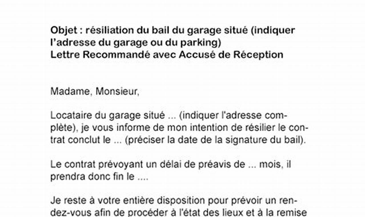 Découvrez les secrets de la lettre de résiliation de bail de garage