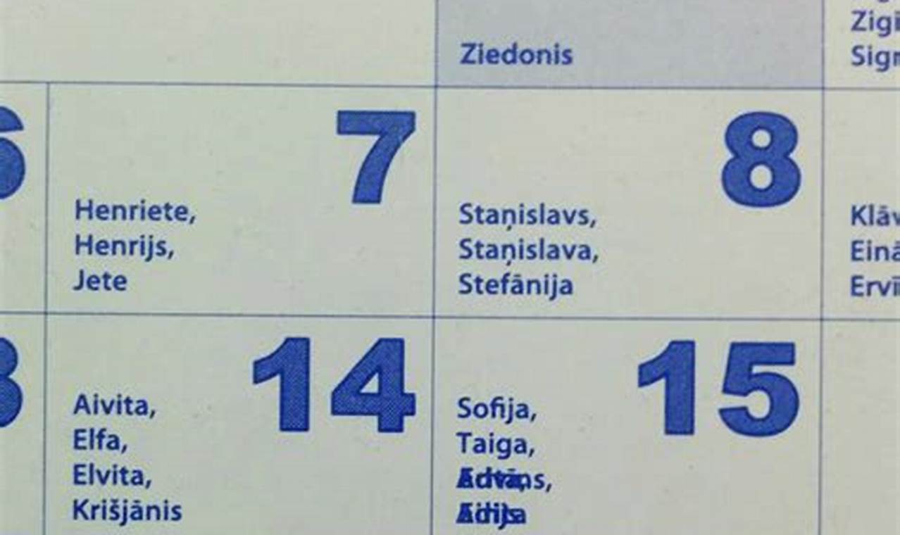 Lithuanian Name Day Calendar