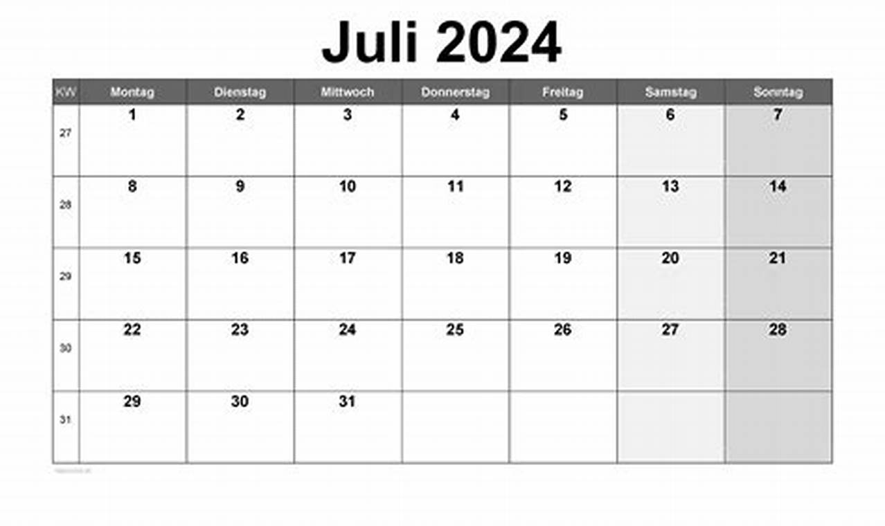 Lucky Day 4 Juli 2024 Calendar