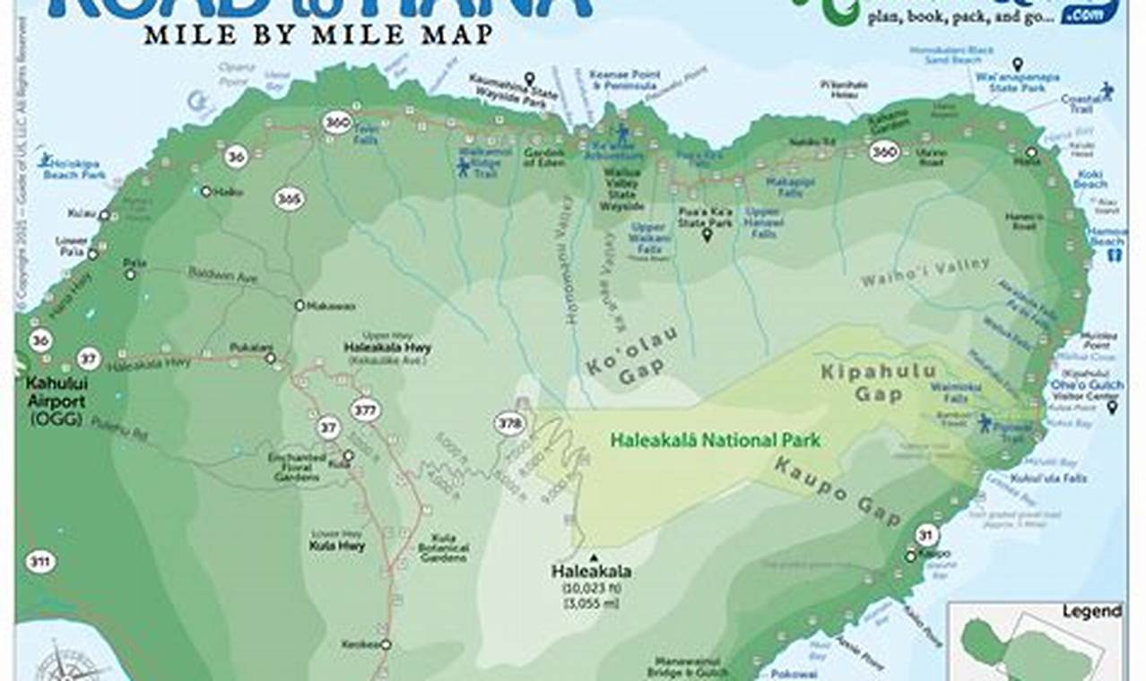 Map Of Road To Hana Maui Hawaii Island