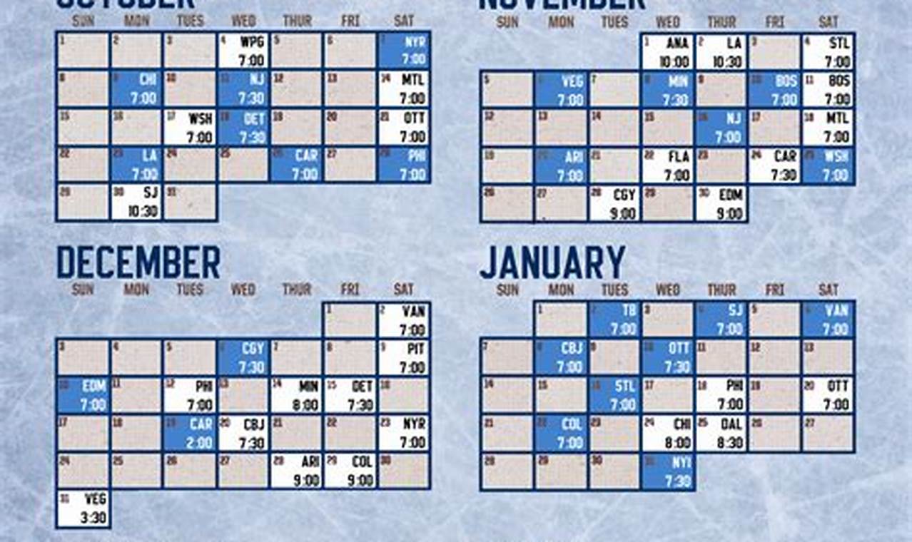 Maple Leafs Schedule Calendar