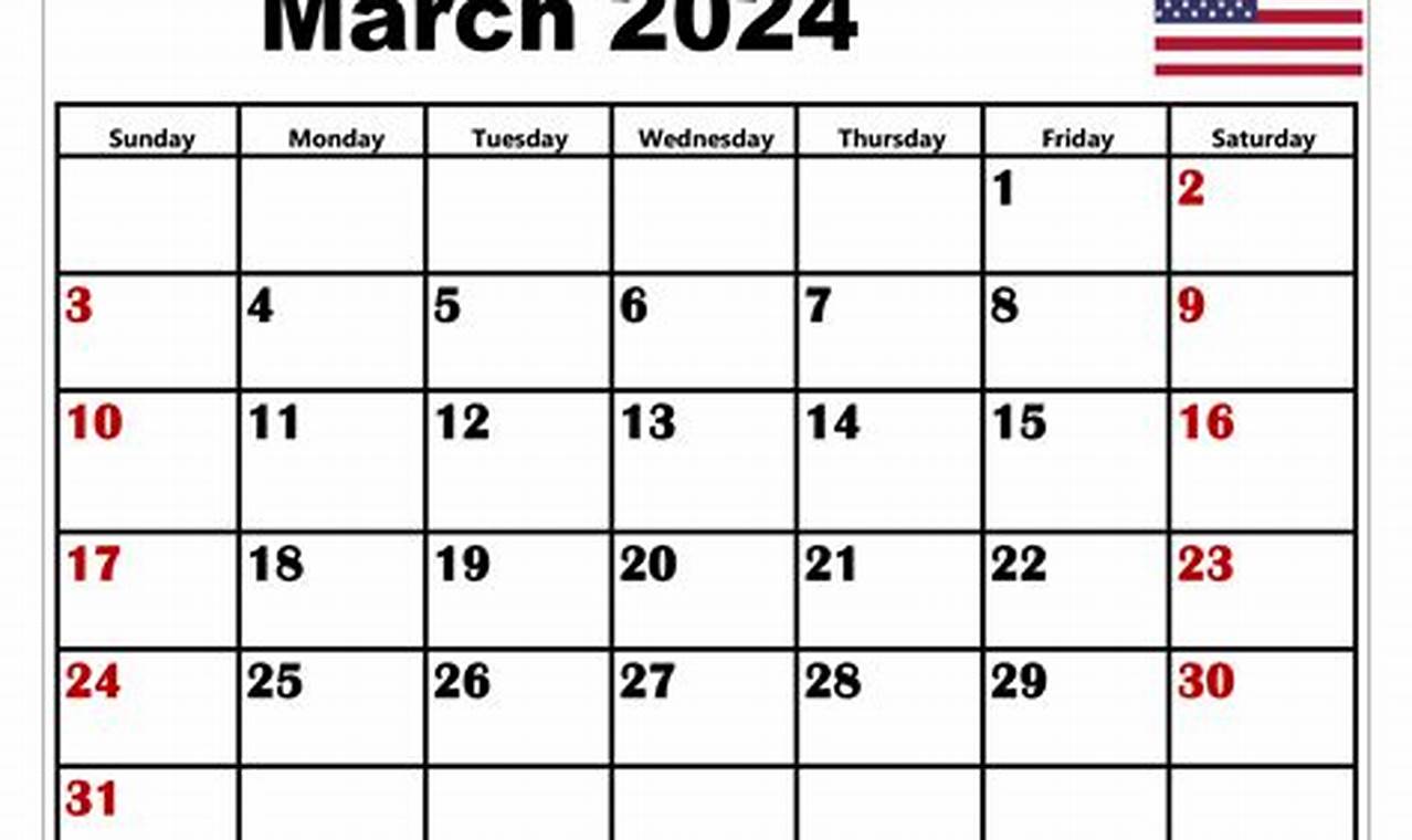 March 2024 Calendar Month With Holidays