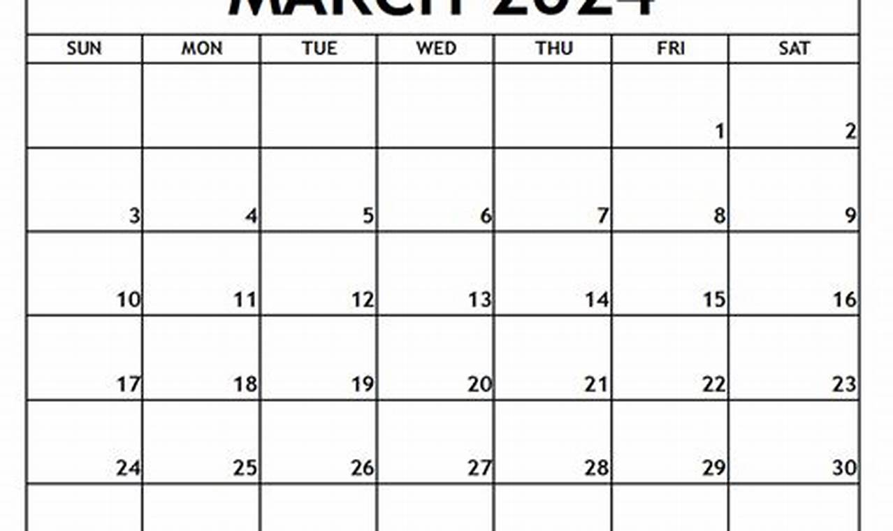 March 2024 Calendar Printable Free Pdf Template