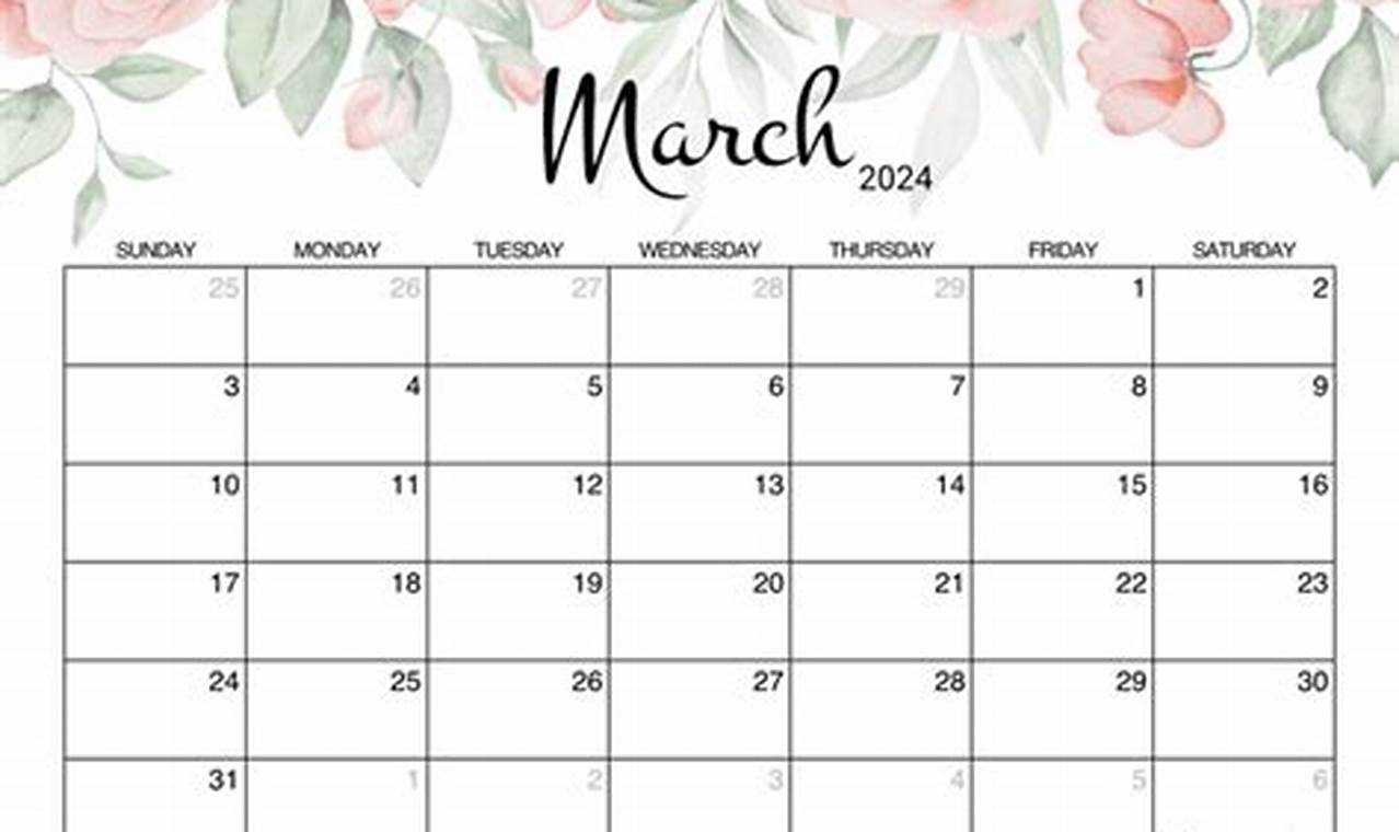 March 2024 Calendar Printable Homemade Gifts Made Easy To Use