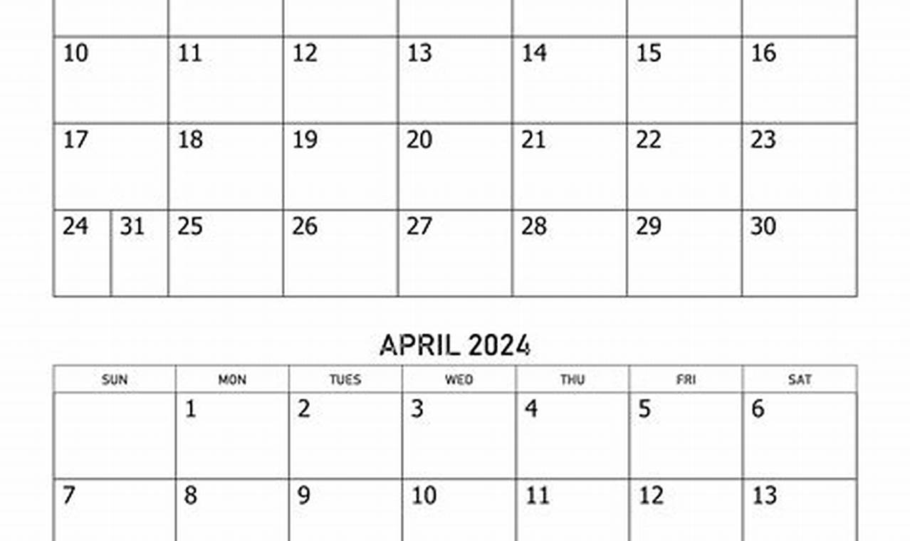 March April Calendar 2024
