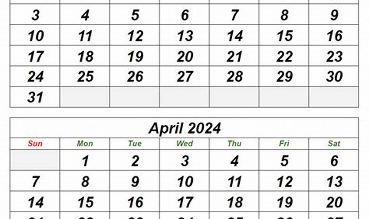 March April May 2024 Calendar Holidays