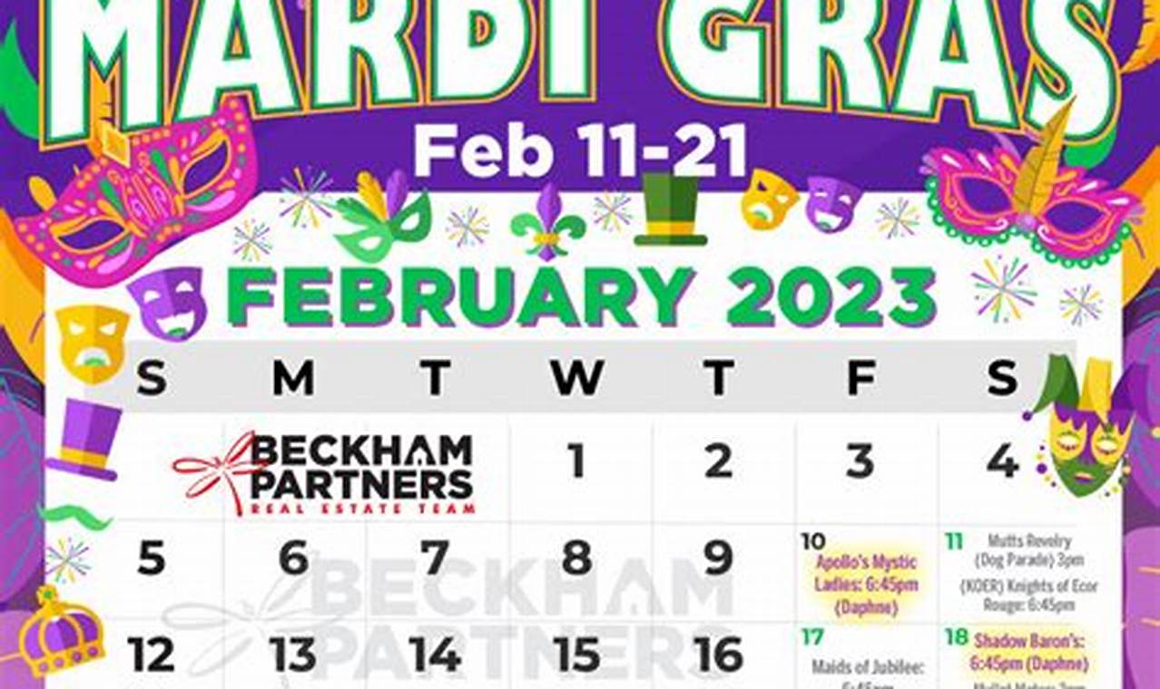 Mardi Gras 2024 Calendar Printable Free