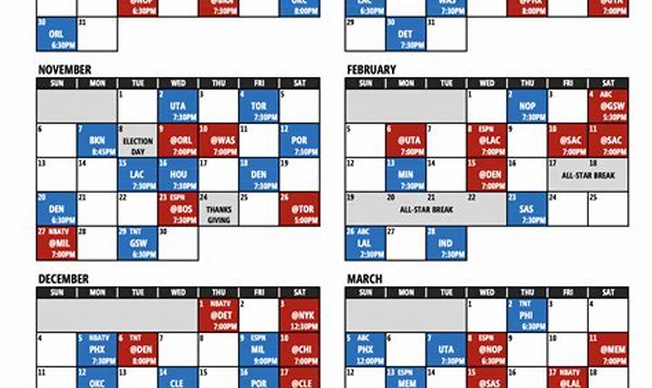Mavericks Schedule Calendar