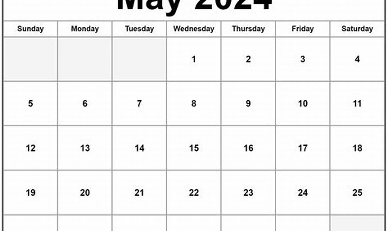 May 2024 Calendar Page Printable