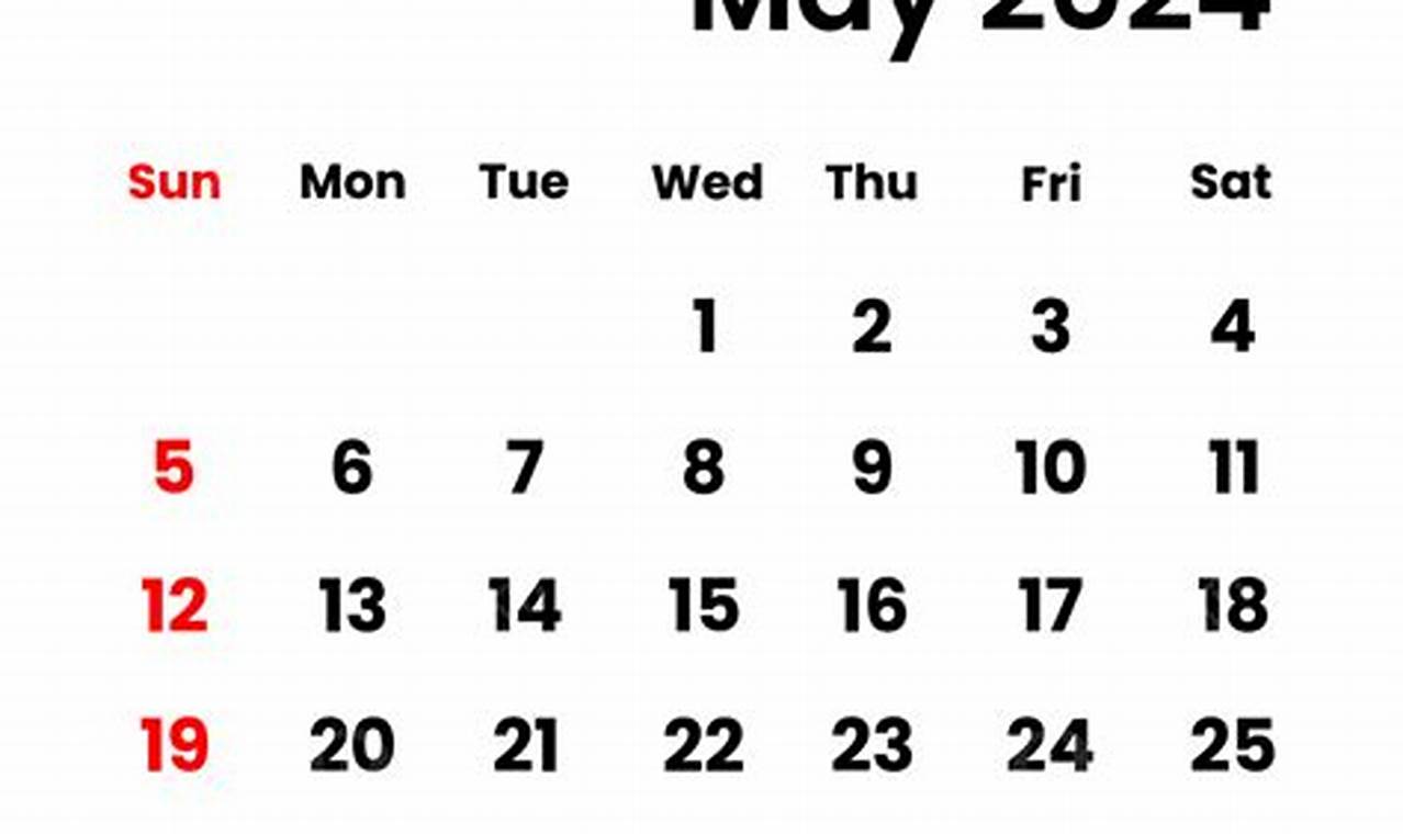 May 2024 Calendar Png Free