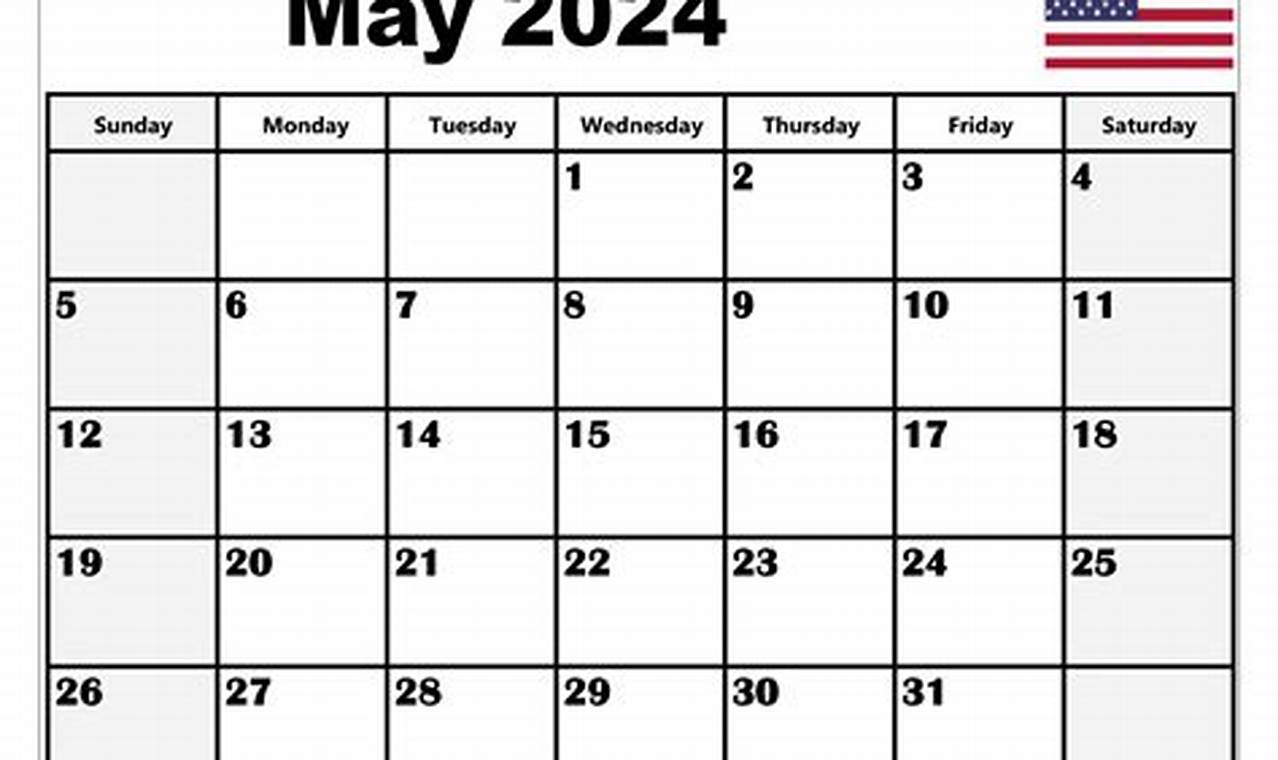 May 2024 Calendar With Holidays Printable Free Template