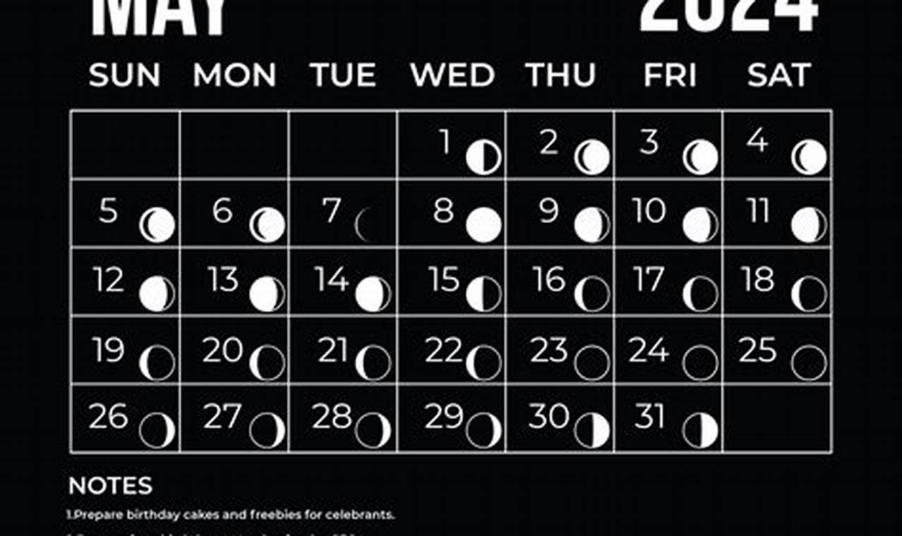 May 2024 Calendar With Moon Phases