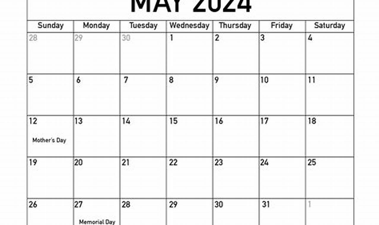 May 2024 Holiday Calendar Year