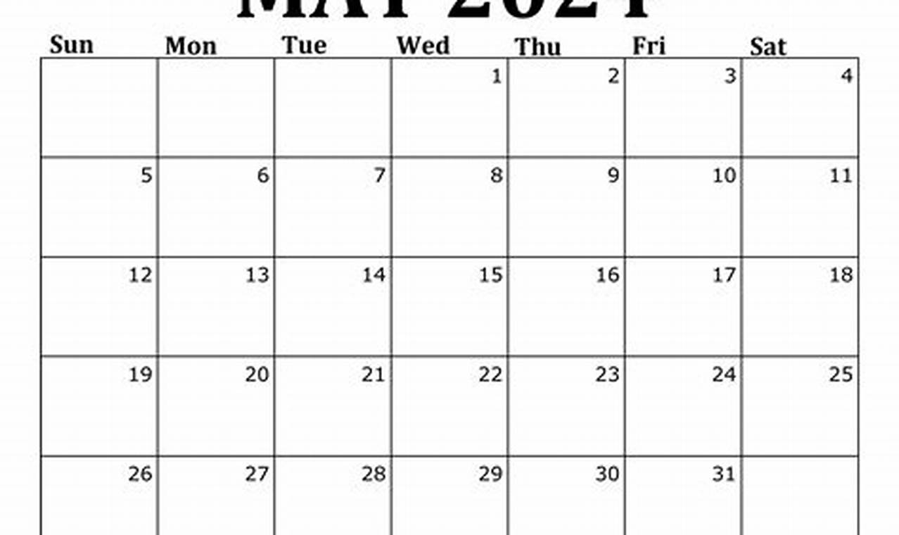 May 2024 May Printable Calendar Printable Free