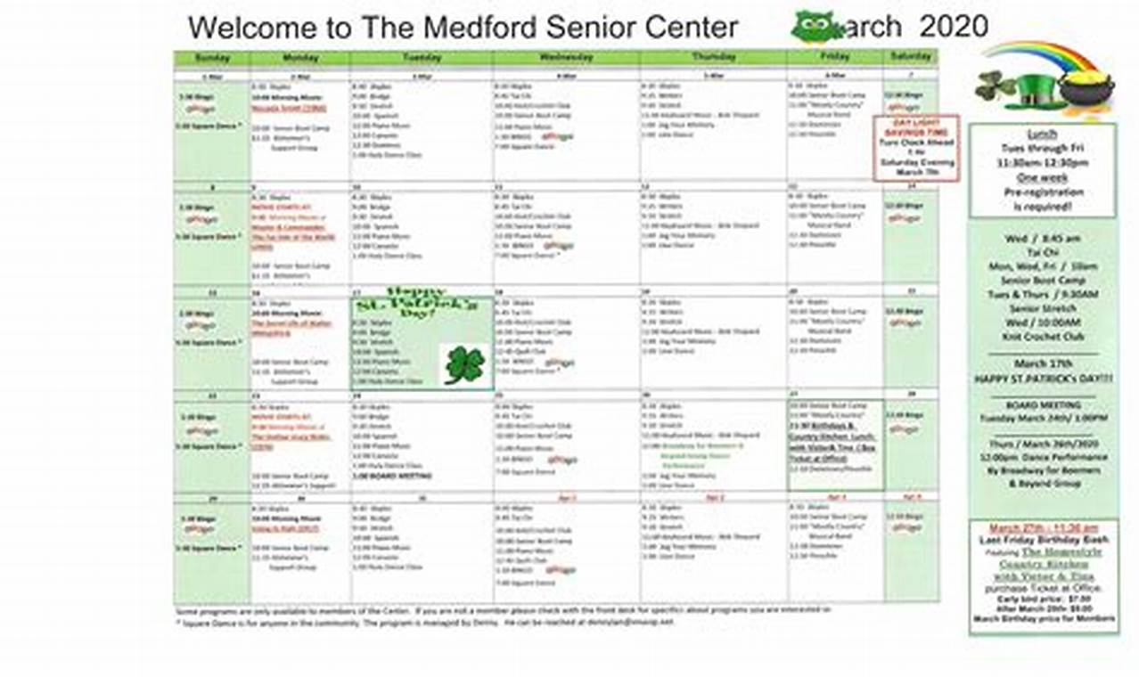 Medford Senior Center Calendar