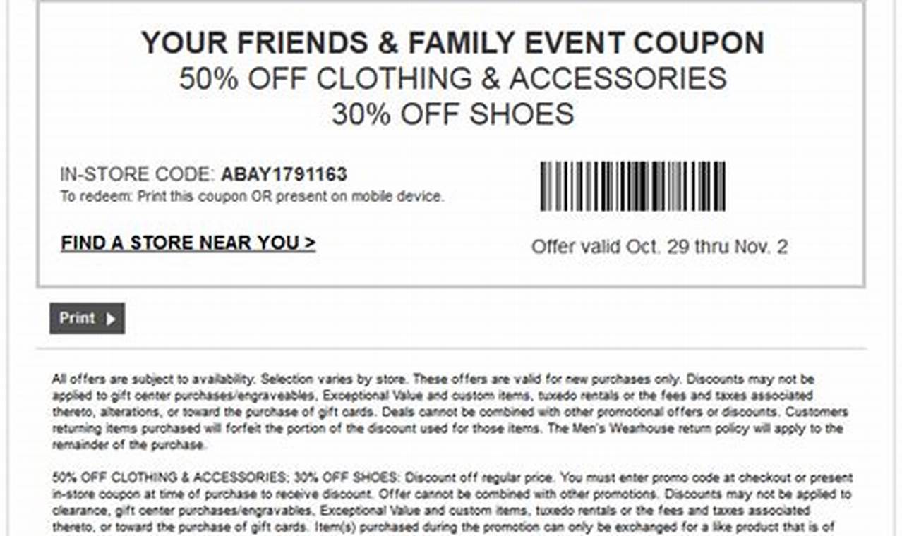 Men's Wearhouse Coupon Code 2024