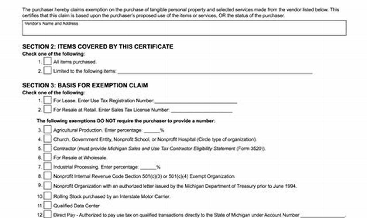 Michigan Tax Exempt Form 2024