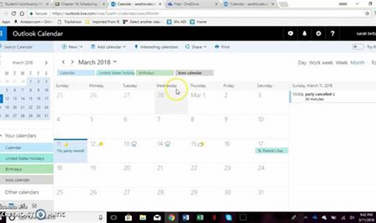 Microsoft Onedrive Calendar