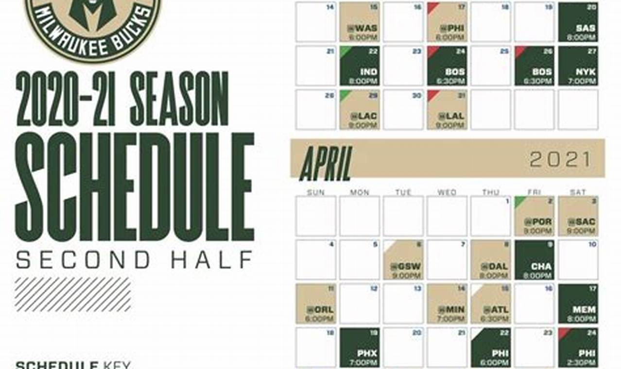 Milwaukee Bucks Schedule 2024/2024 Season