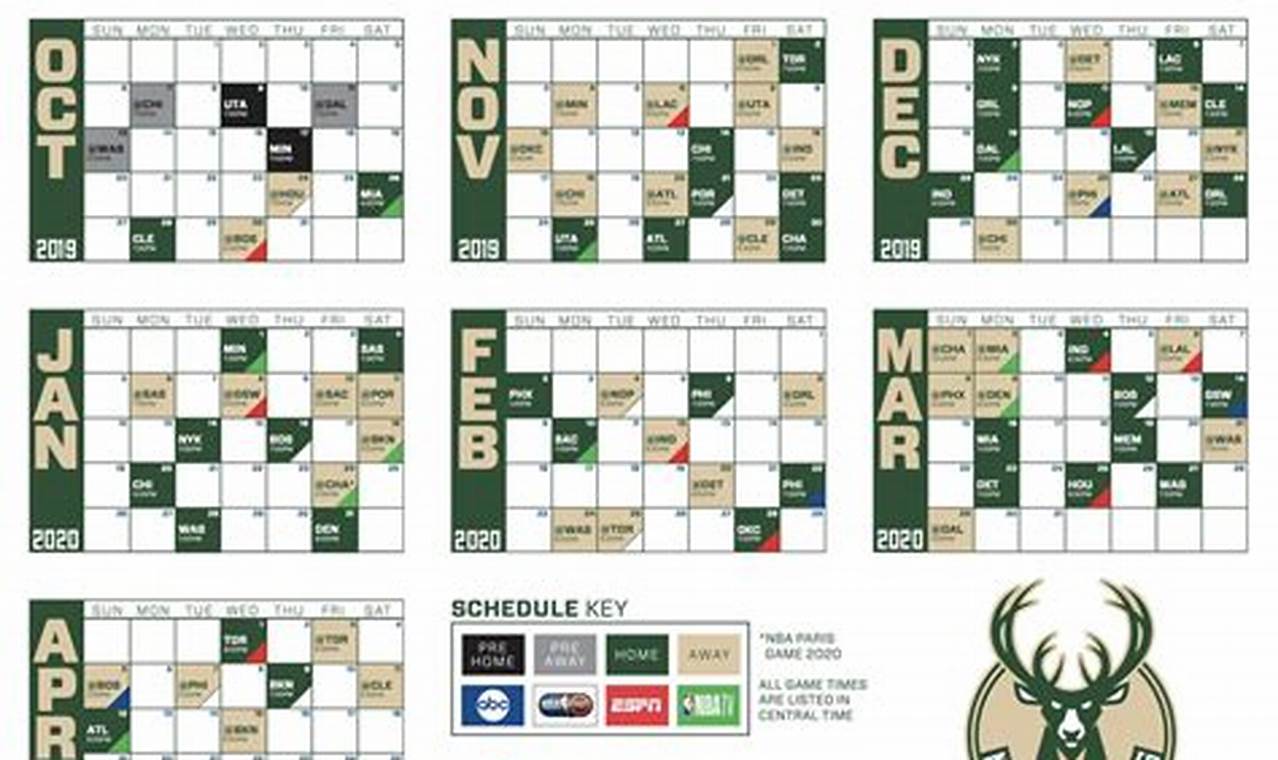 Milwaukee Bucks Schedule 2024 24 Printable