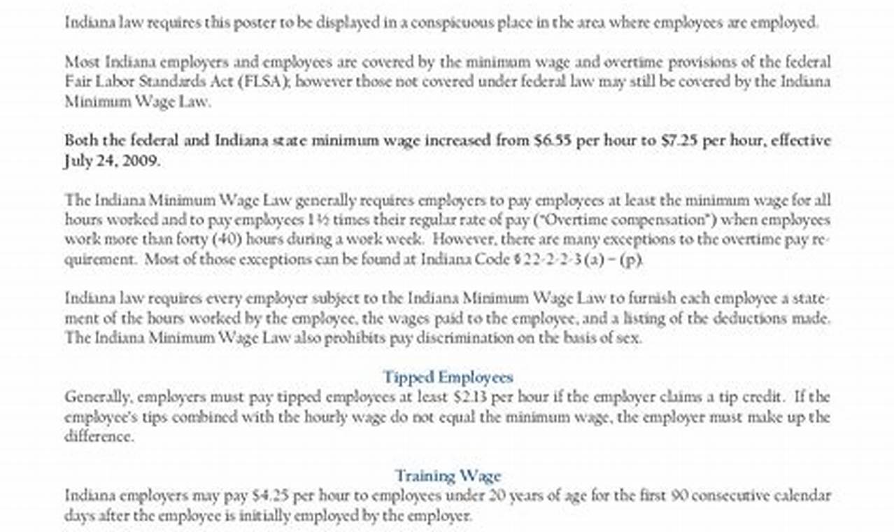 Minimum Wage Indiana 2024