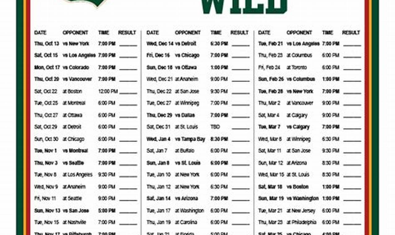 Minnesota Wild Tv Schedule 2024-24