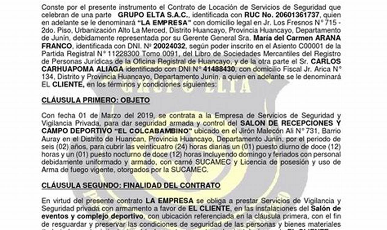 Modelo De Contrato De Servicios De Seguridad Privada