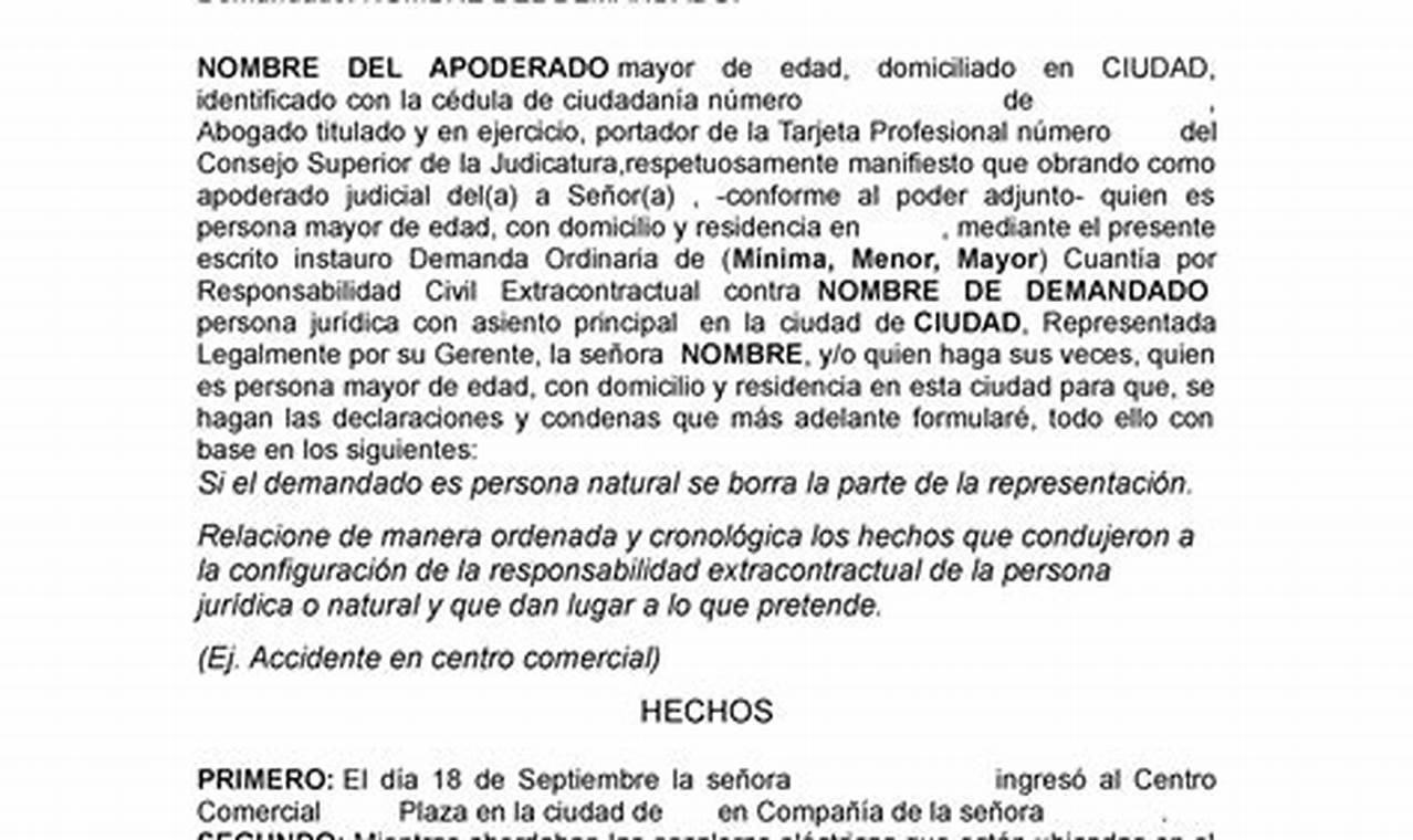 Modelo Demanda Responsabilidad Civil Extracontractual Por Lesiones Personales