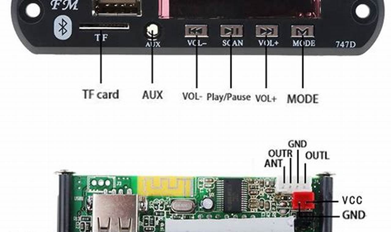 Modulo Reproductor Mp3 Modelo 747D Bluetooth Fm Sd Aux