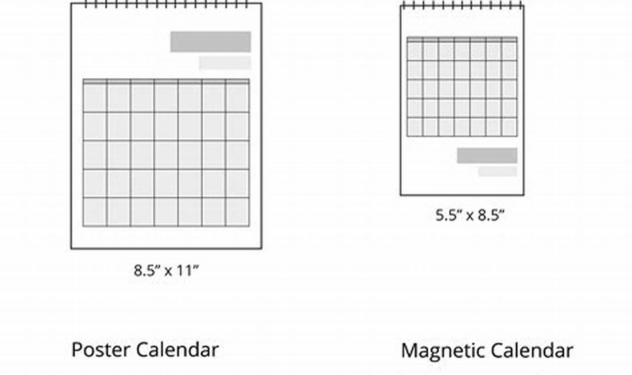 Monthly Calendar Size