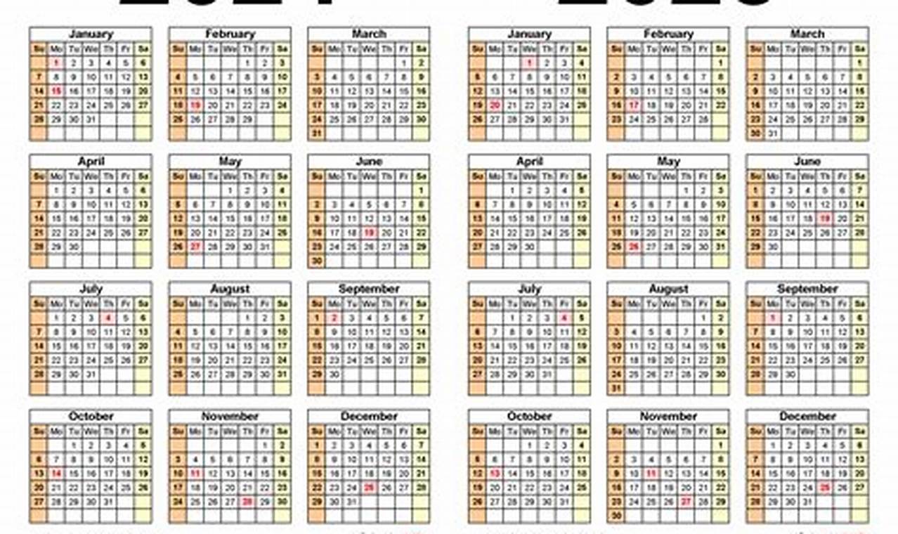 Monthly Free Printable 2024 And 2025 Calendar Printable