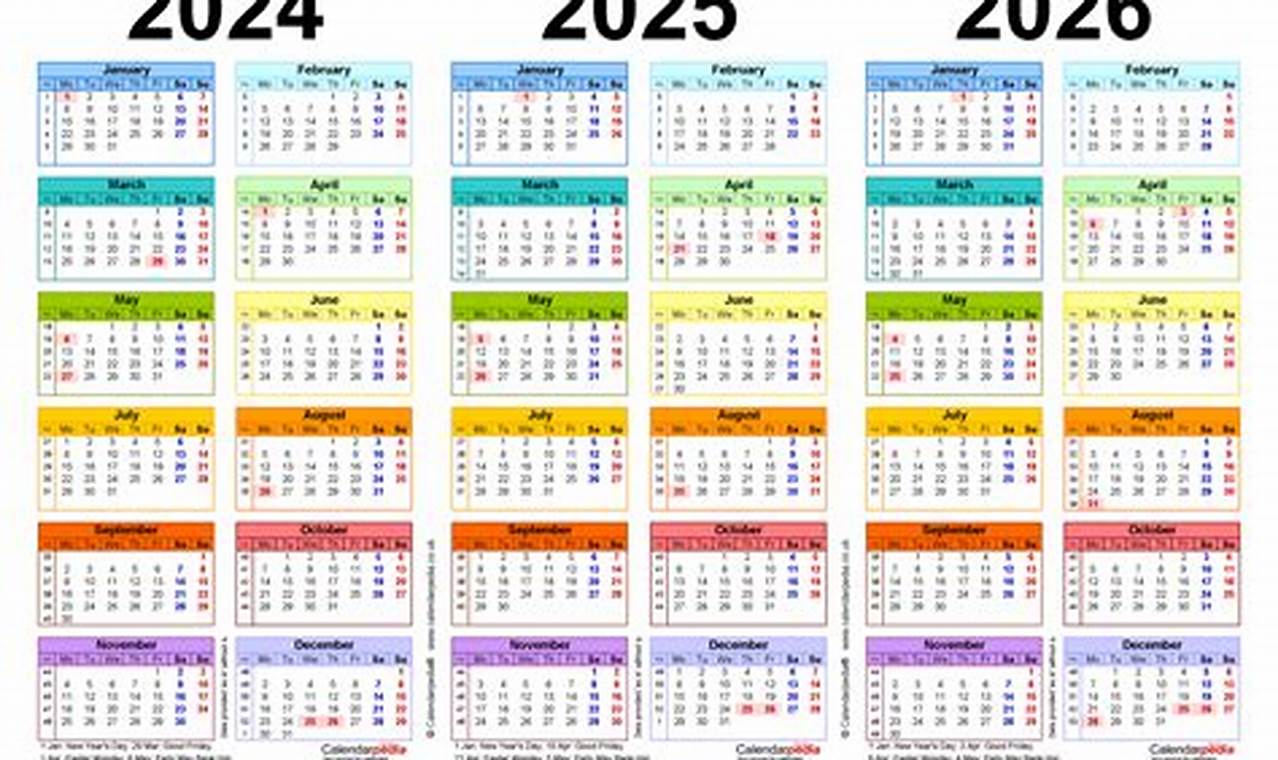Multi Year Calendar 2024 To 2026