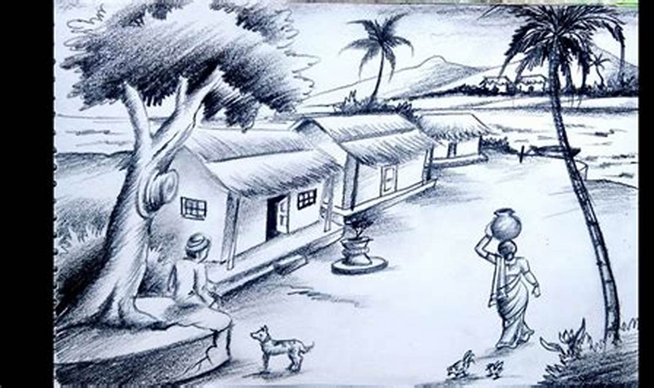 My Village Pencil Drawing: Capturing the Essence of Rural Life