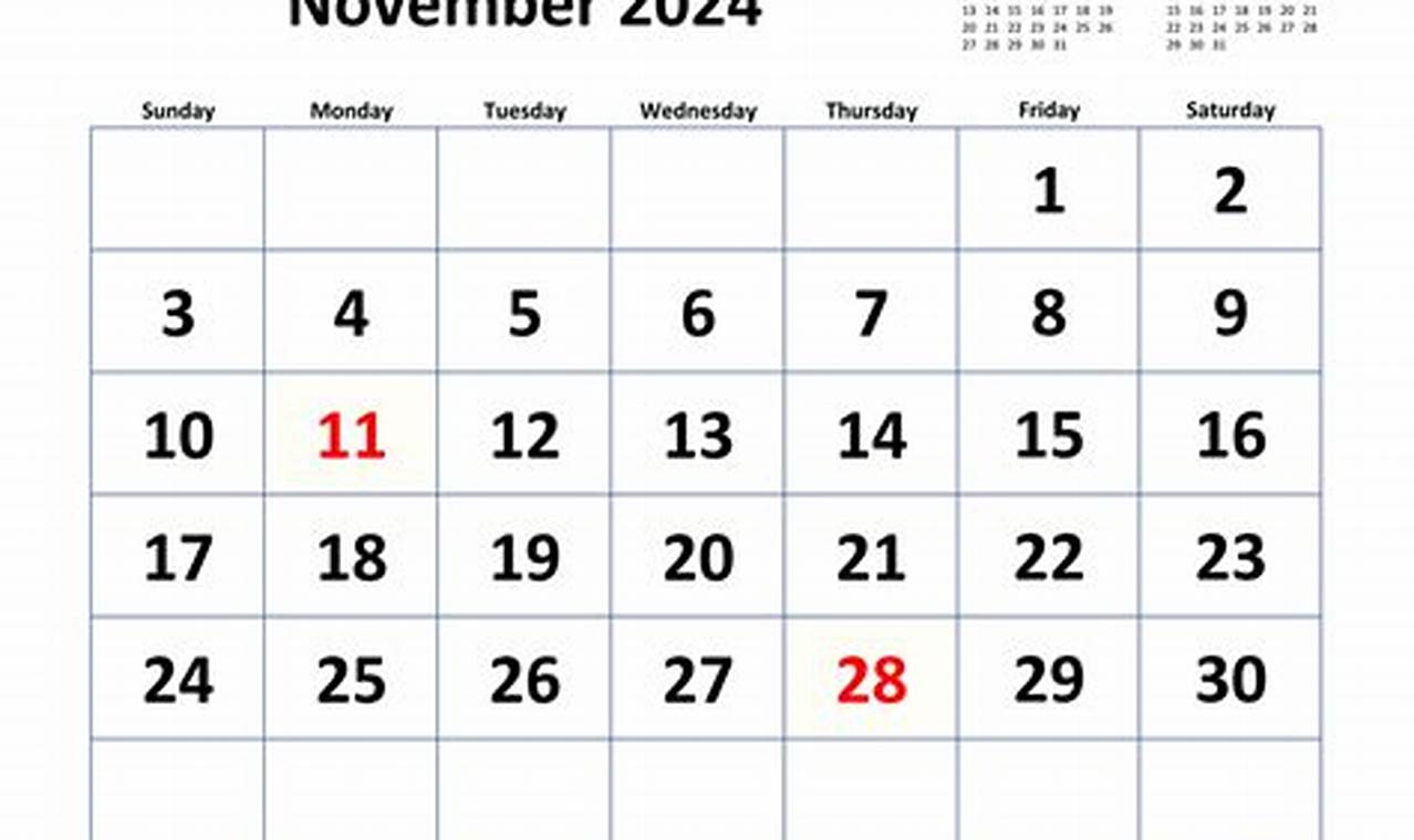 National Calendar November 2024