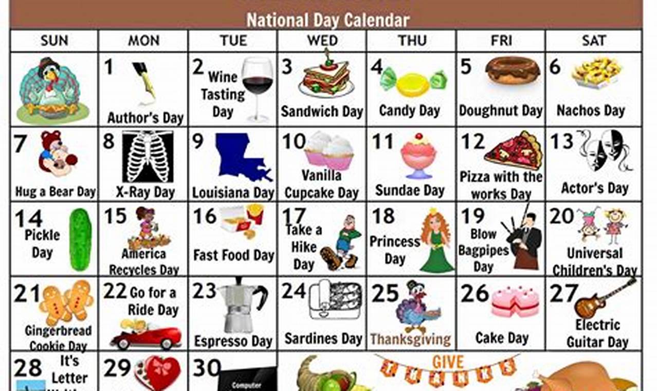 National Day Calendar 2024 November