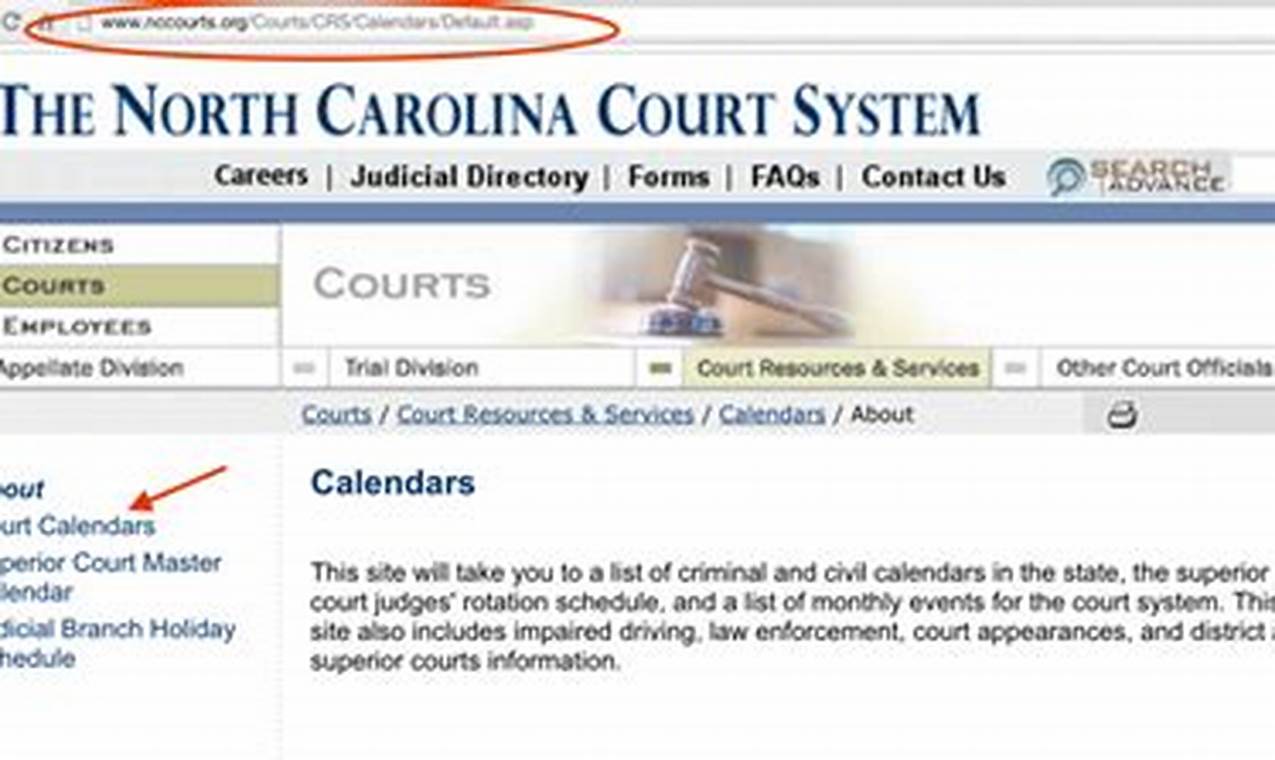 Nc District And Superior Court Query Calendar