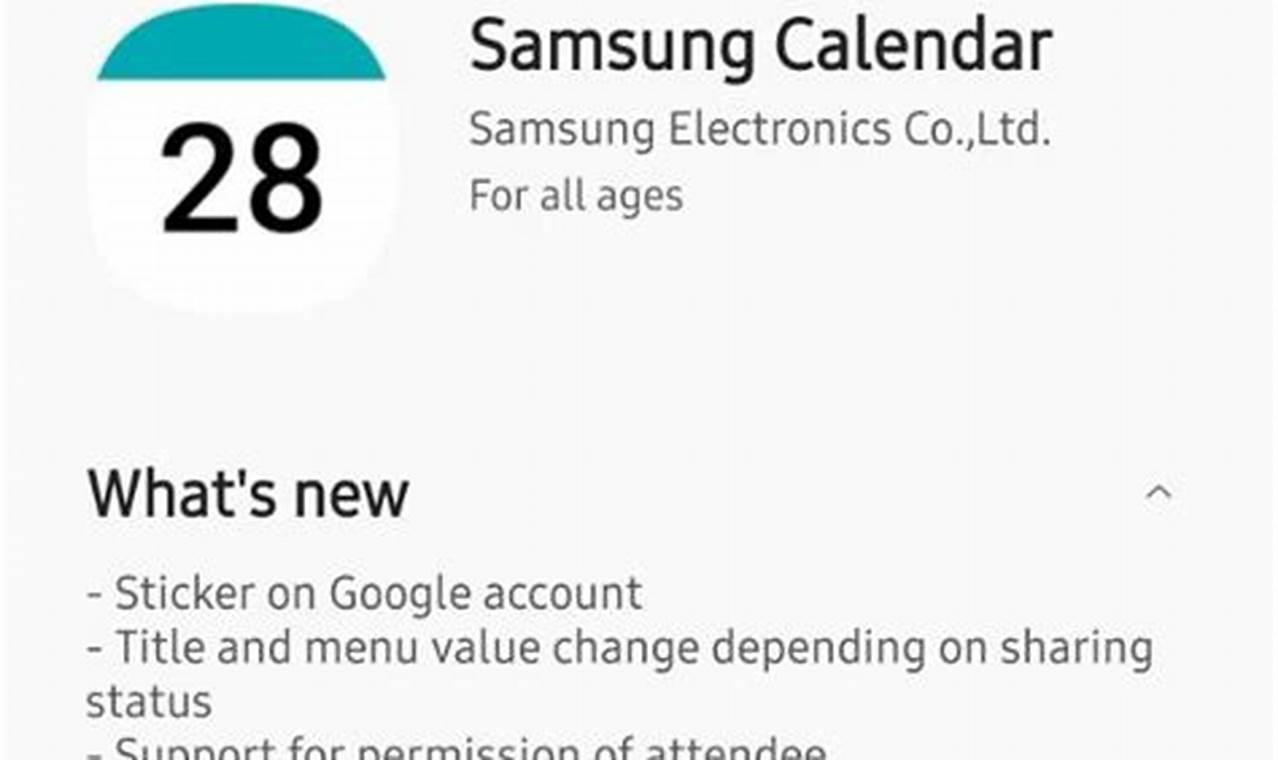 New Samsung Calendar Update