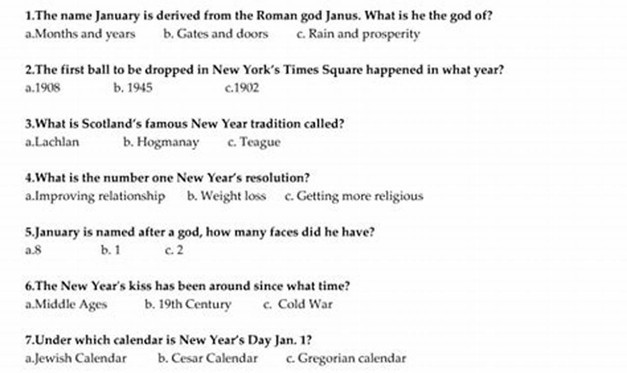 New Years Trivia 2024