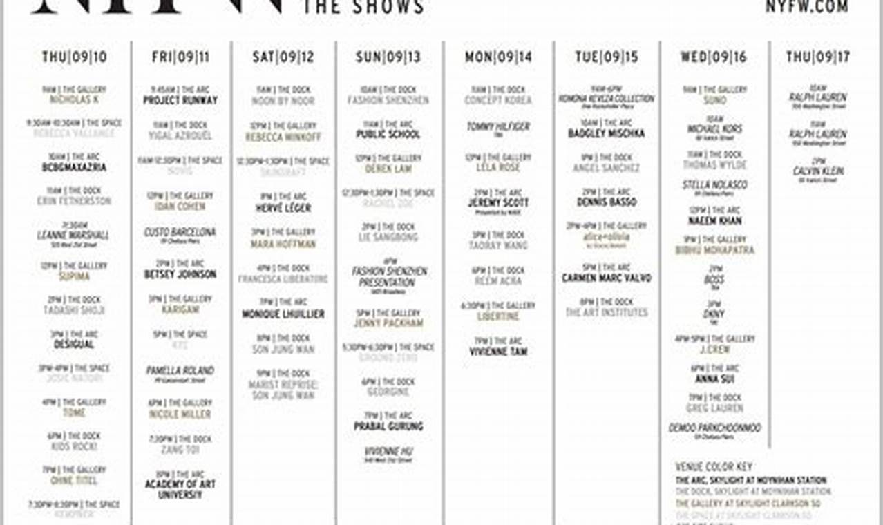 New York Fashion Week 2024 Schedule