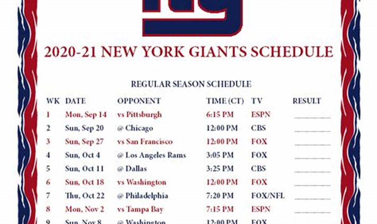 New York Giants Schedule 2024