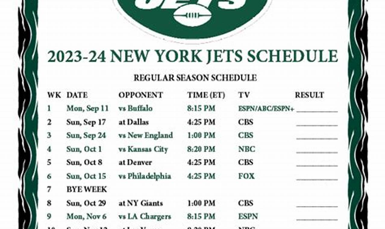 New York Jets Schedule 2024 To 2024